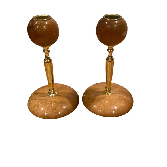 Vintage Myrtlewood Vintage Kenneth E. Molitor MCM Candlesticks Set 2 - Picture 1 of 2